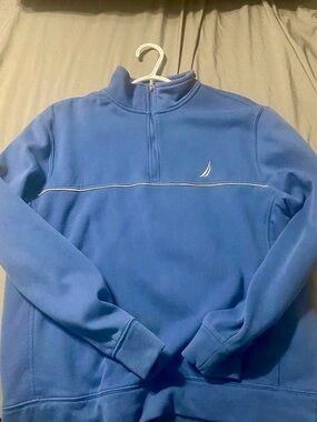 Nautica Blue Quarter-Zip Pullover with White Piping